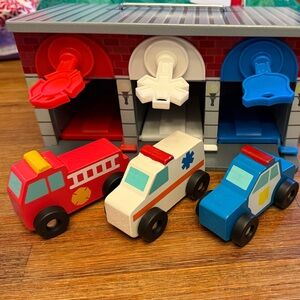 Colorful rescue Station Playset with Vehicles and keys for vehicle lovers